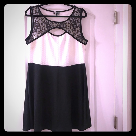 Vibe Sportswear Dresses & Skirts - Vibe black and white Lace Skater mini Dress